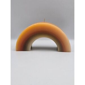 Vintage 70's Rainbow Arch Pillar Candle Decor Orange Brown Good Boho Sculptural
